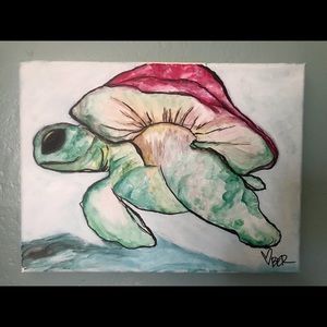Mushroom turtle painting original on canvas